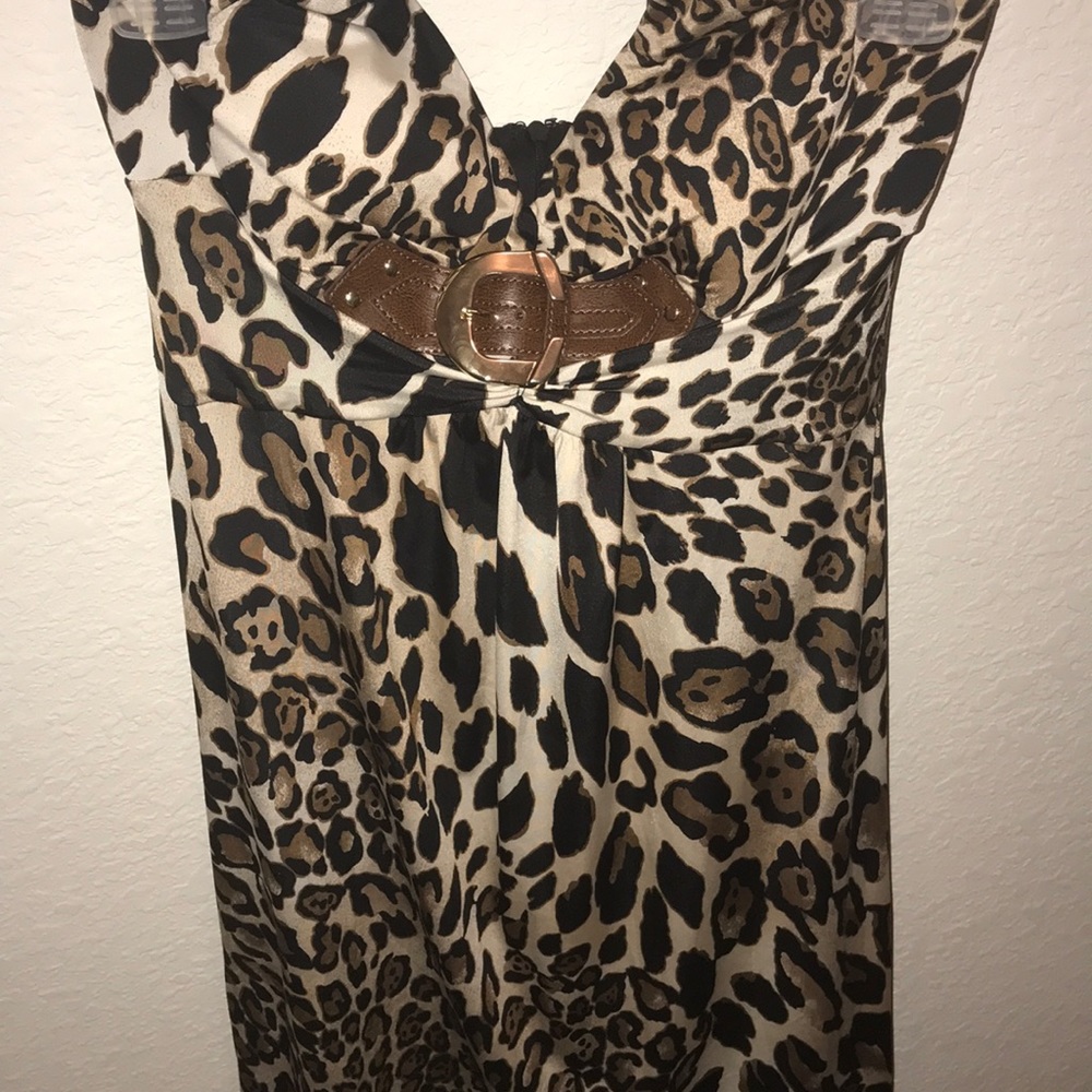 Cache Halter cheetah print dress